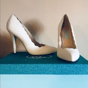 White glitter Blue by Betsey Johnson wedding shoe